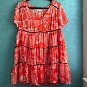 red orange baby doll dress